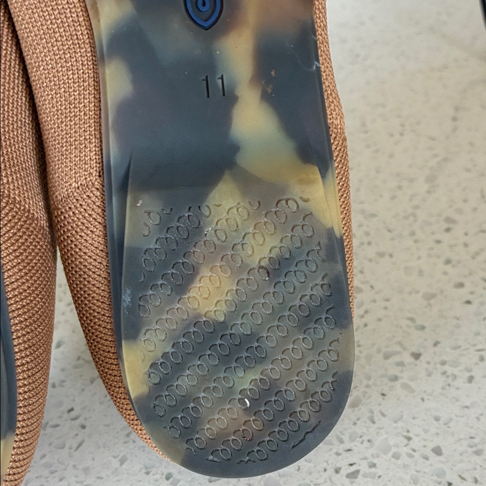 Rothy's Tan Pointed Flats with Blue Trim - Picture 6 of 8